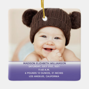 Baby Stats Lila 1:a julfoto Julgransprydnad Keramik