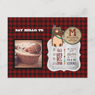 BABY STATS PHOTO-meddelande Buffalo Play Bear Vykort