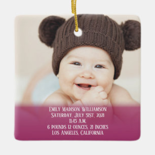 Baby Stats Rosa 1: jul Photo Ceramic Orna Julgransprydnad Keramik