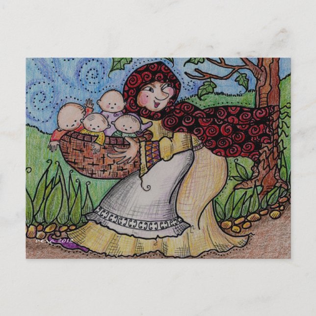 Baby Stealing Crone Ukrainukrainsk folkart Vykort (Framsida)