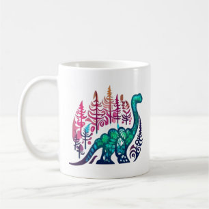 Baby Stegosaurus Dinosaur Colorful Forest Kaffemugg