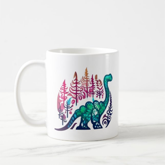 Baby Stegosaurus Dinosaur Colorful Forest Kaffemugg (Vänster)