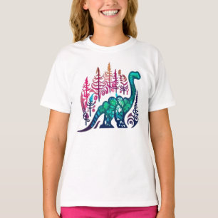 Baby Stegosaurus Dinosaur Colorful Forest T Shirt