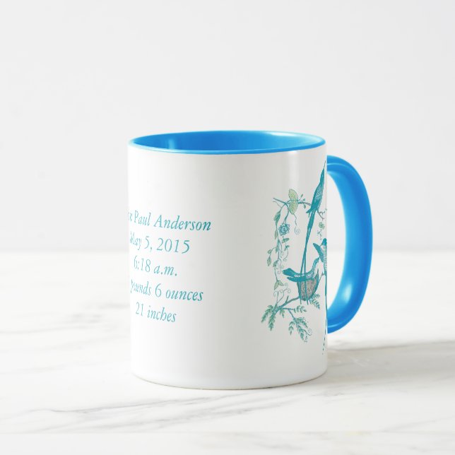 Baby Stein med Viktiga Födelsestatistiker Mugg (Framsida höger)