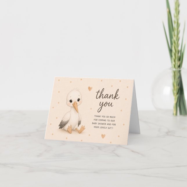 Baby Stork Baby Shower Tackkort (Framsida)