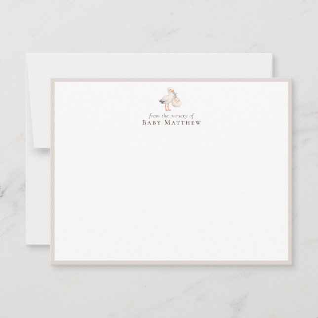 Baby Stork Nursery Flat Note Card Anteckningskort (Framsida)