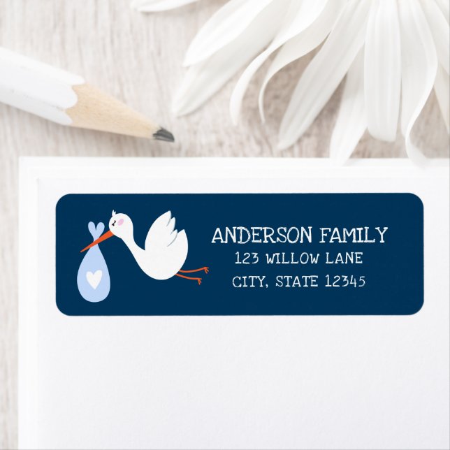 Baby Stork Returadress Etikett (Insitu)
