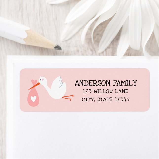 Baby Stork Returadress Etikett (Insitu)