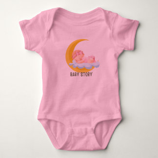 Baby Story Sleeping into the Moon Baby body suits T Shirt
