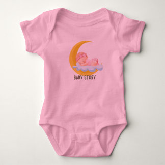 Baby Story Sovande in i månen baby bodydräkter T Shirt