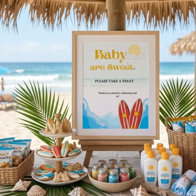 Baby strand surfingbräda baby shower presentkort poster (Skapare uppladdad)