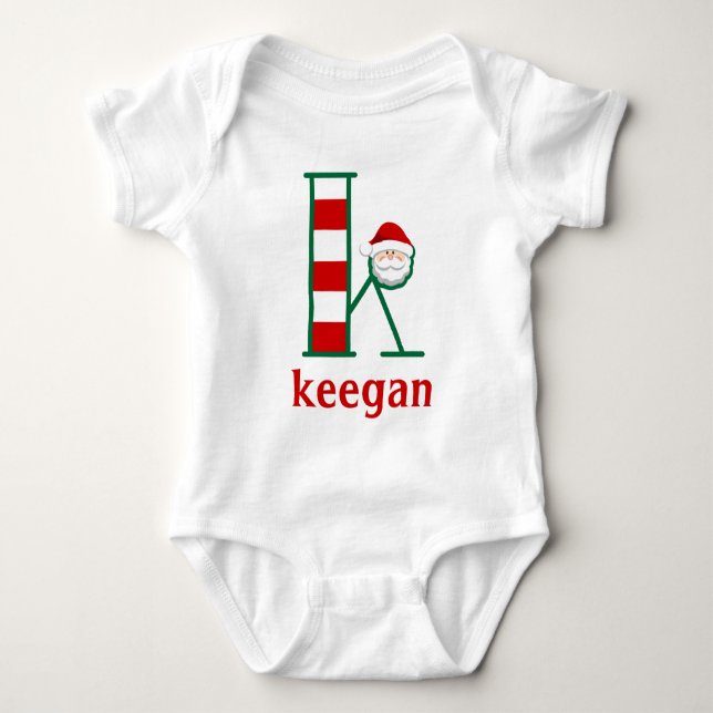 Baby Striped Santa Bodydrät monogram k Tee (Framsida)