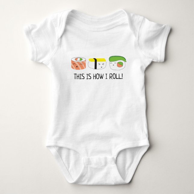 Baby Sushi Roll Illustration Så här rullar jag T Shirt (Framsida)