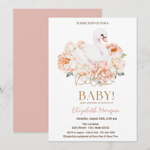 Baby Svan Hej Baby Baby Shower Inbjudningar