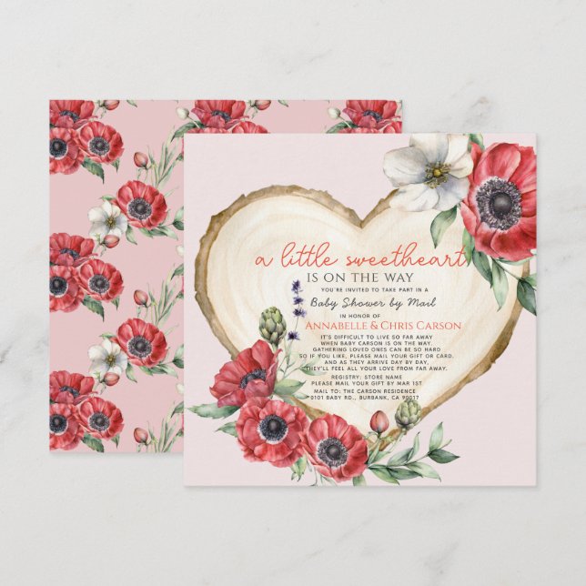 Baby Sweard Wood Slice Baby Shower by Mail I Inbjudningar (Fram/baksida)