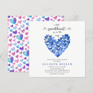 Baby SweBaby Hearts Boys Baby Shower Invati Inbjudningar