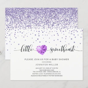 Baby SweBaby Lila Heart Girls Baby Shower Inbjudningar