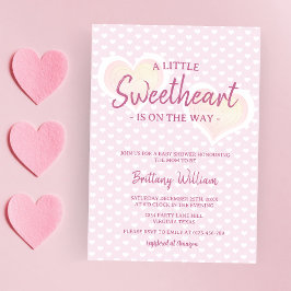 Baby SweBaby Rosa Girl Hearts Baby Shower Inbjudningar