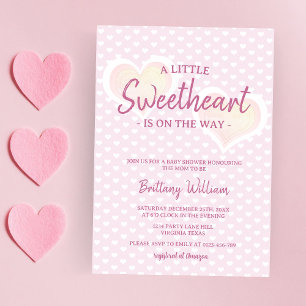 Baby SweBaby Rosa Girl Hearts Baby Shower Inbjudningar