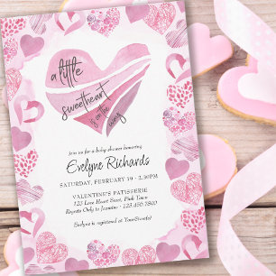 Baby SweBaby Rosa Kärlek Hearts Baby Shower Inbjudningar