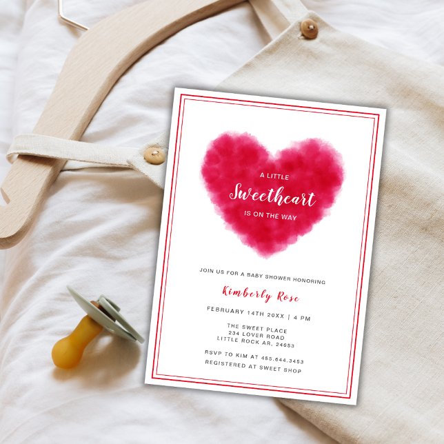 Baby Swehoney Ram Valentines Baby Shower Inbjudningar (Little Sweetheart Frame Valentines Baby Shower Invitation)