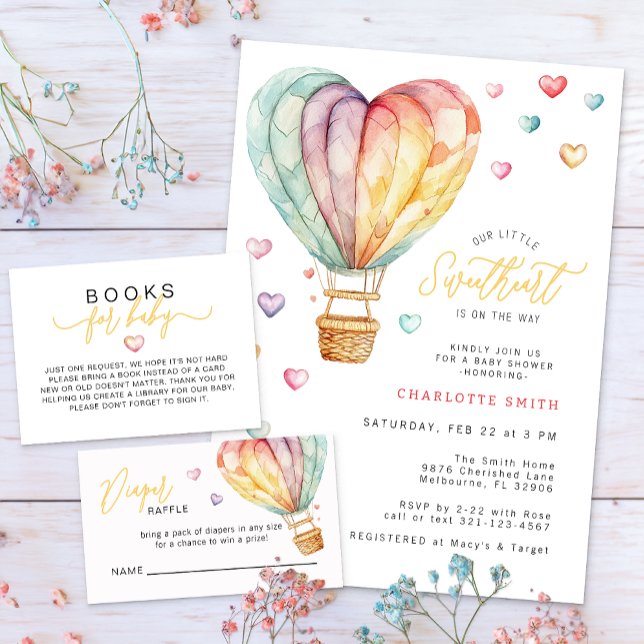 Baby Swehoney Valentine Baby Shower Inbjudningar (Little Sweetheart Watercolor Baby Shower)