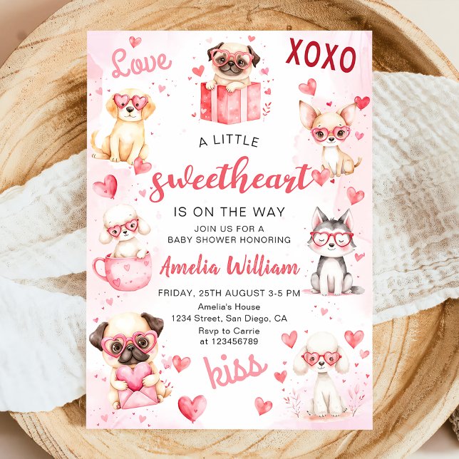 Baby Swehoney Valentine Puppy Baby Shower Inbjudningar (Skapare uppladdad)