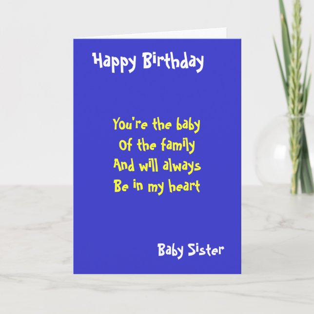 Baby syster Birthday Kort (Framsida)