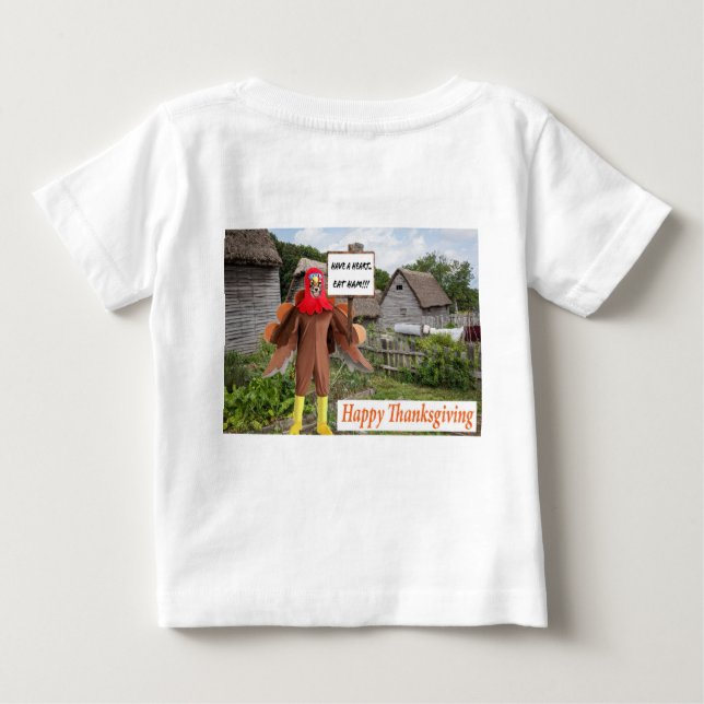 baby T. Happy thanksgiving. cheetah-kalkon T Shirt (Baksida)