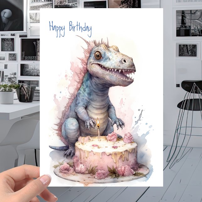 Baby T-Rex dosinosaur med kummel - Barns födelseda Kort (Skapare uppladdad)