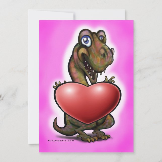 Baby T-Rex Hjärta Kort (Framsida)