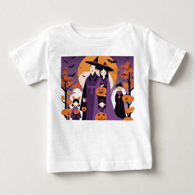 baby t-shirt-familjens halloween-tema t shirt (Framsida)