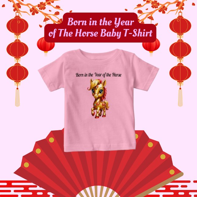 Baby T-shirt född i hästens år (Skapare uppladdad)