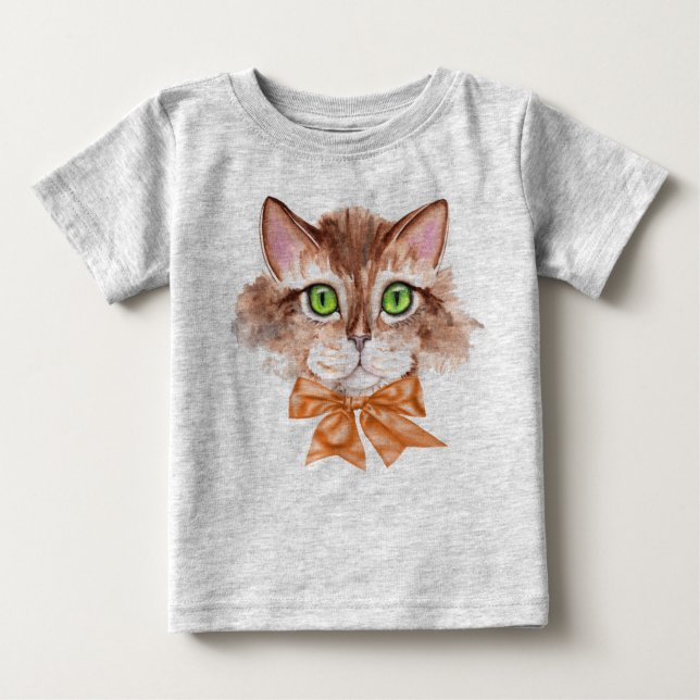 Baby T-shirt för pojke med kattansikte (Framsida)