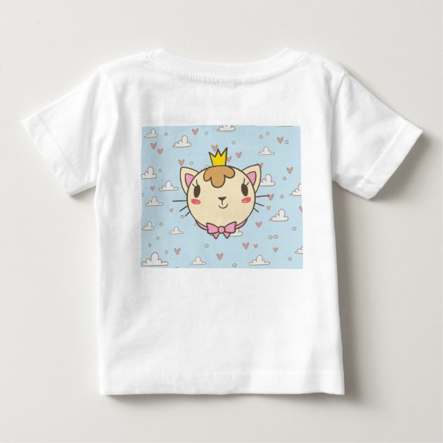Baby T-Shirt med Cute Cat Design - Adsible och C (Baksida)