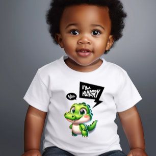 Baby T-Shirt med Cute Hungrig Crokodile