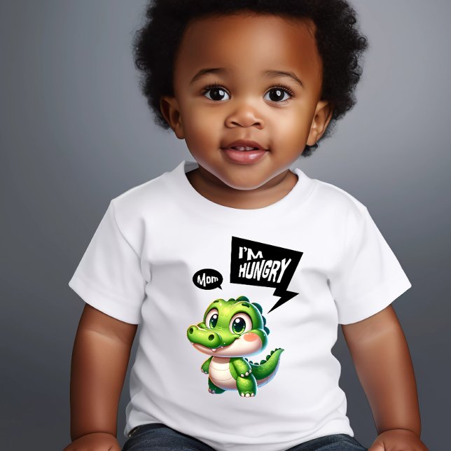 Baby T-Shirt med Cute Hungrig Crokodile (Skapare uppladdad)