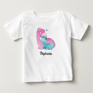 Baby T-shirt med eget namn dinosaurier