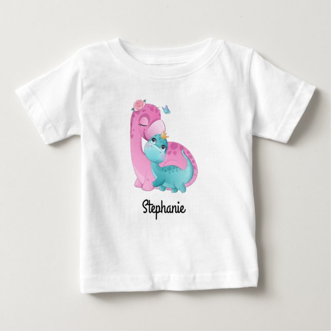 Baby T-shirt med eget namn | dinosaurier (Framsida)