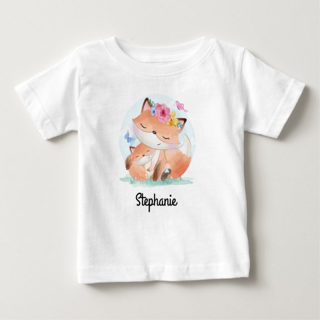 Baby T-shirt med eget namn | Fox-utskrift (Framsida)