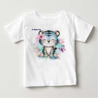 Baby T-Shirt med en liten blå tiger