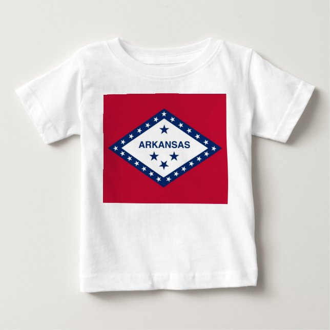 Baby T-Shirt med Flagga Arkansas (Framsida)