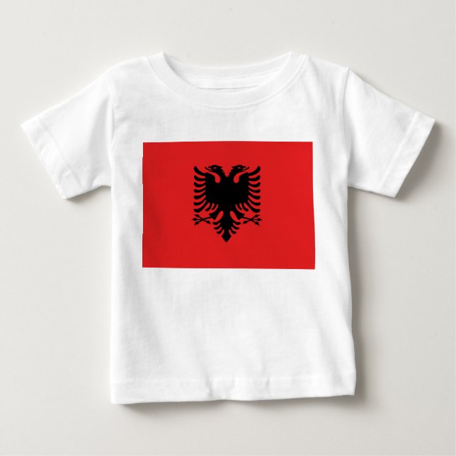 Baby T-Shirt med Flagga av Albanien (Framsida)