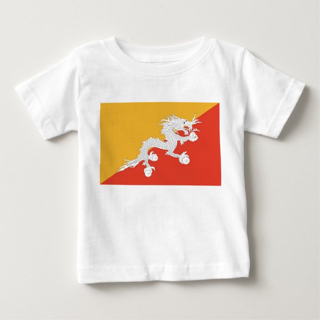 Baby T-Shirt med Flagga av Bhutan (Framsida)