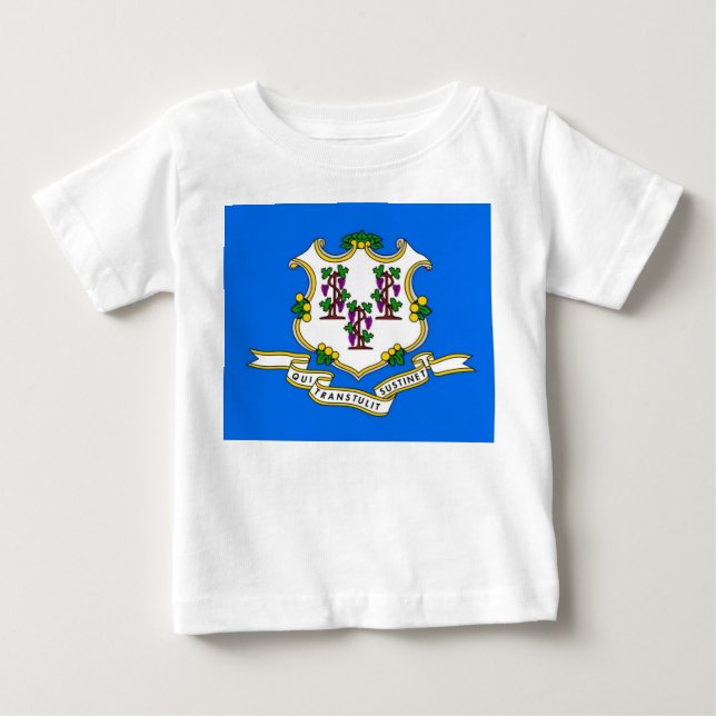 Baby T-Shirt med Flagga av Connecticut (Framsida)