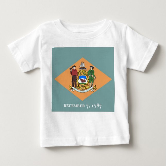 Baby T-Shirt med Flagga av Delaware (Framsida)