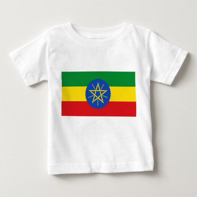 Baby T-Shirt med Flagga av Etiopien (Framsida)