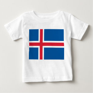 Baby T-Shirt med Flagga av Island