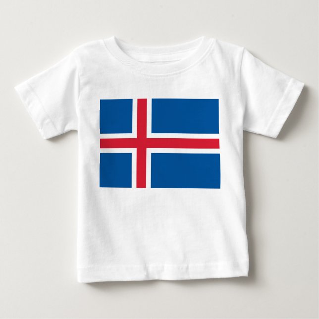 Baby T-Shirt med Flagga av Island (Framsida)