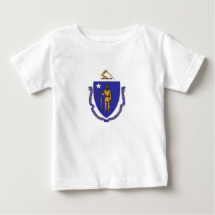 Baby T Shirt med Flagga av Massachusetts